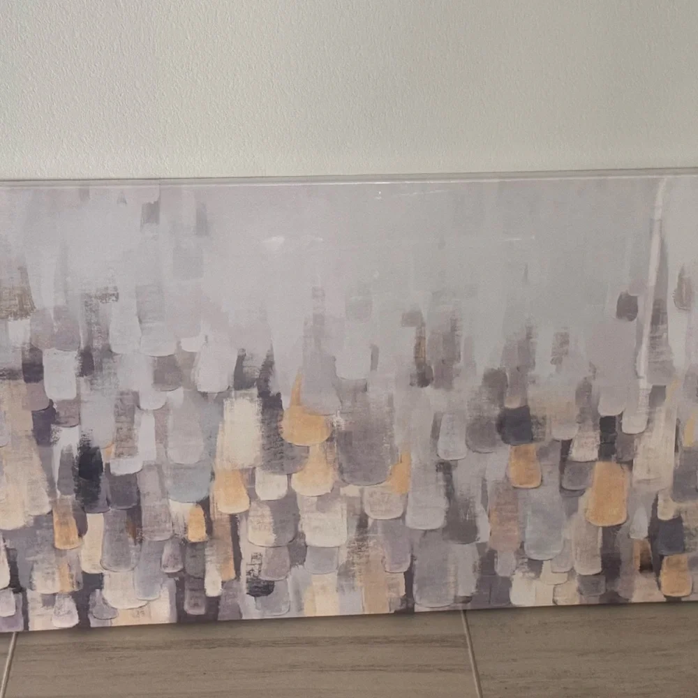 Abstract Gray and Gold Canvas Art